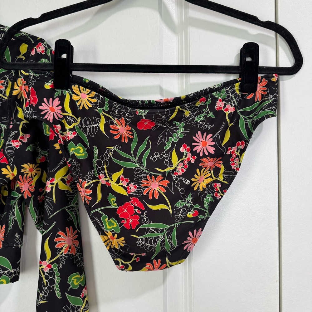 Kate Spade Rooftop Garden Cropped Long Sleeve Rash Guard Top & Bikini Bottom M - Picture 6 of 11